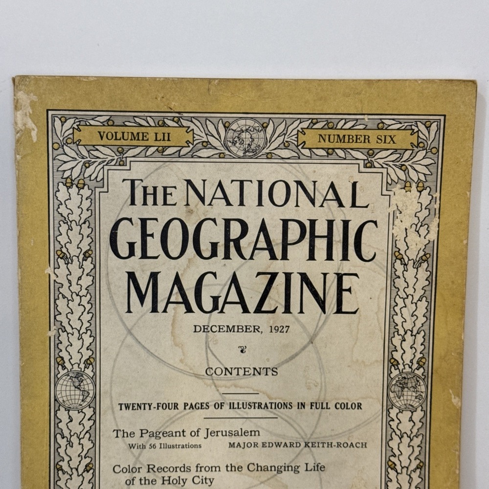 Vintage National Geographic Volume LII No. 6 Dec 1927 Jerusalem Holy City Color - Picture 2 of 5